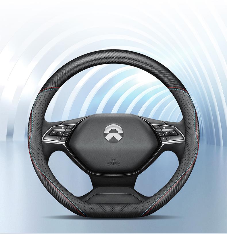 NIO Steering Wheel Cover: Genuine Leather D-Shape for ES6, ES8, EC6 Models - All-Season Protection.