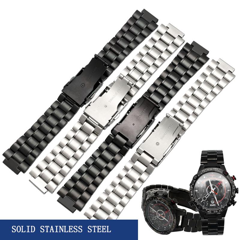 Für TIMEX T2N720 T2N721 TW2R55500 T2N739 Edelstahl-Uhrenarmband Herren-Uhrarmband 24*16mm Anstoß-Ende Metallarmband Schwarz Silber