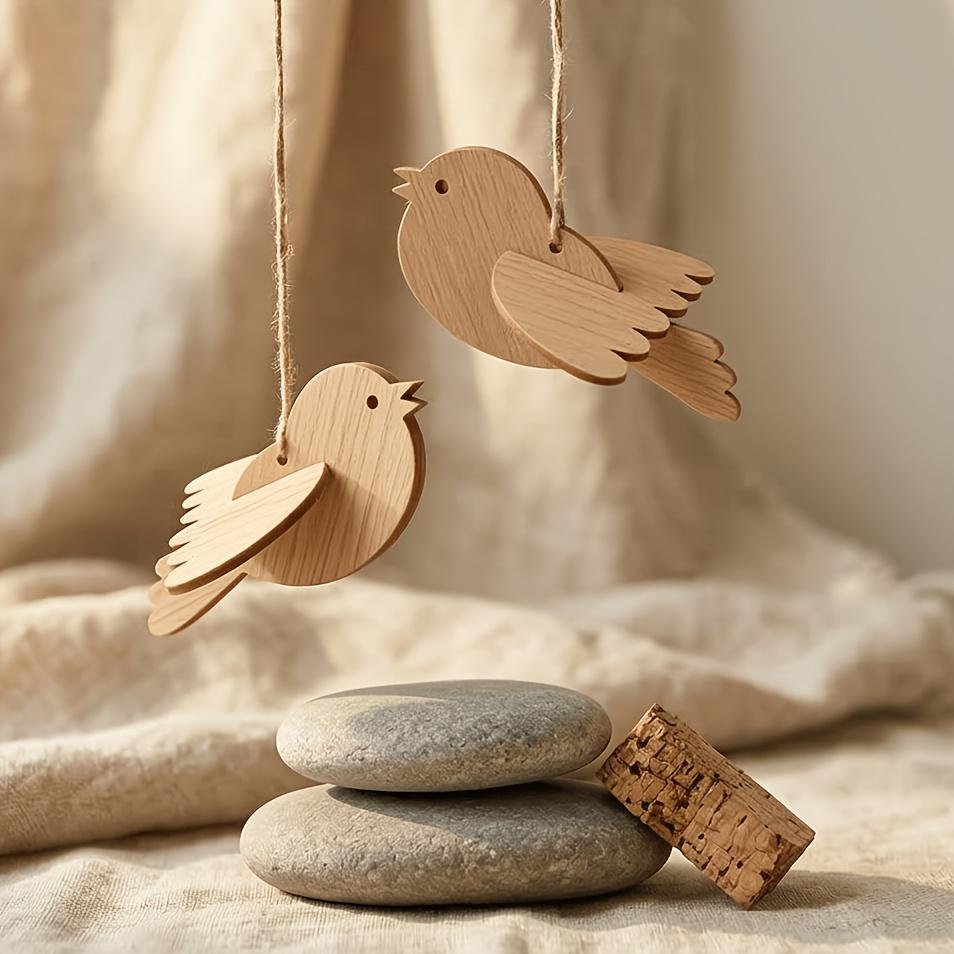 10 Sets of Wooden Bird-Shaped Ornaments, Wooden Bird Shapes for DIY Coloring, Children's Educational Tools, Handmade Holiday Decorations, Holiday P
