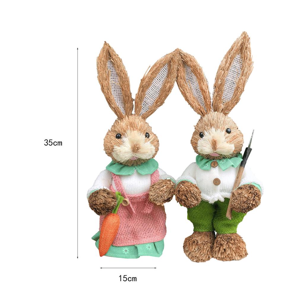 2x Rabbit Sculptures Easter Gifts Bunny Figurines for Indoors Room Bookshelf 35CM