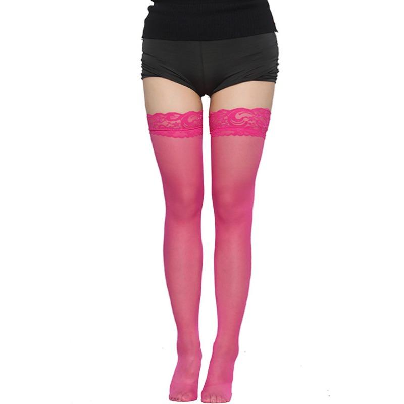 Plus Size Women Ultra Thin Lace Over Knee Silicone Long Stockings