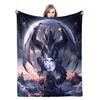 Purple Dragon Pattern Blanket Warm Flannel Blanket For Travel Camping Outdoor Picnic Blanket