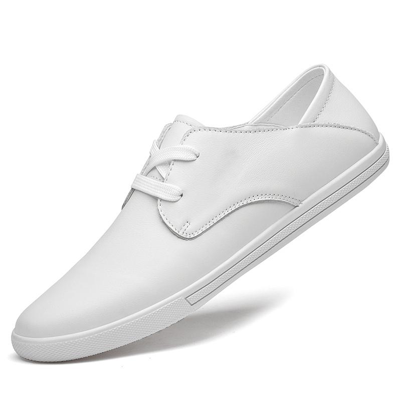 

FashionClassic White Hollow Two-layer Cowhide Small White Shoe Board Модные легкие мужские дышащие повседневные спортивные туфли на шнуровке 46 белый