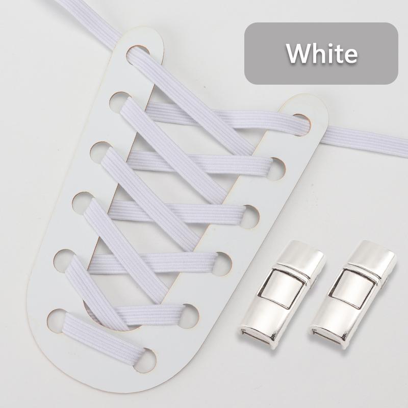 No Tie Shoe Laces For Sneakers Elastic Shoelaces Metal Press Lock Men and Women Lazy Shoes Lace Rubber Band Shoestring 1 Pair