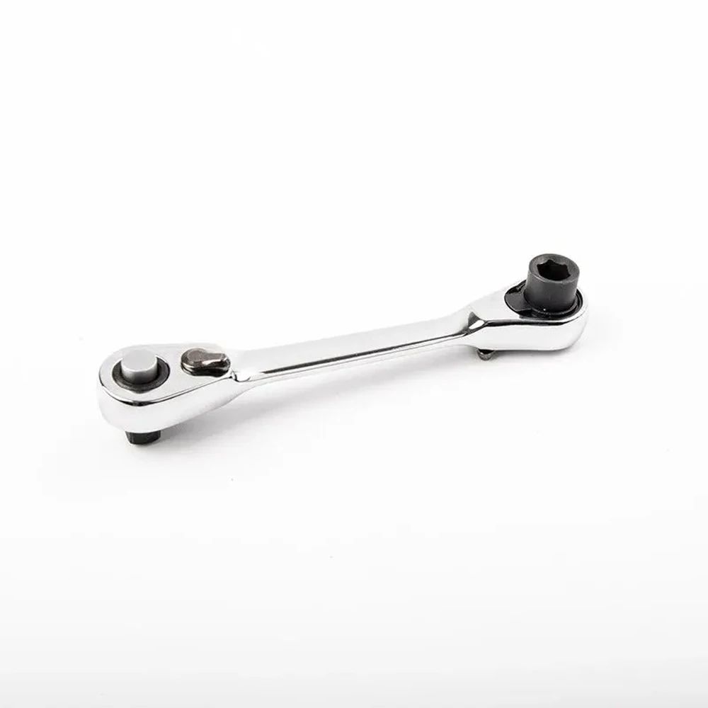 Mini trojúhelníkový ráčnový klíč 1/4", oboustranný rychloupínací ráčnový klíč, šroubovák, šestihranný momentový klíč, sada 2 v 1 klíčů
