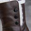 Johnature Genuine Leather Snow Boots Women's Shoes Plush Warm Versatile Soft Soled Mid-calf Boots