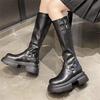 Dicker Absatz dicke Sohle Damenstiefel 2025 Herbst und Winter neue Modelle aber Knie zeigen Beine lang Ritterstiefel Internet-Berühmtheit tragen dünne Stiefel Tide