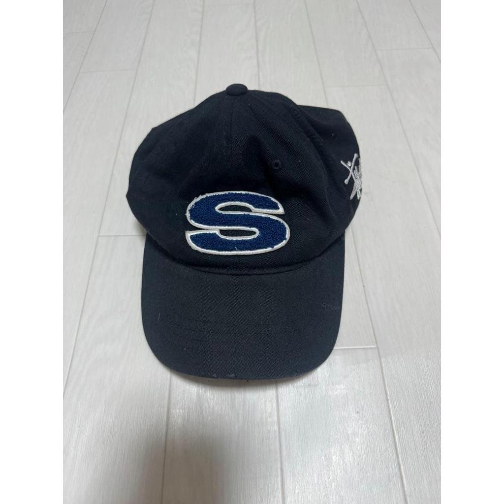 Used Stussy S logo baseball cap black