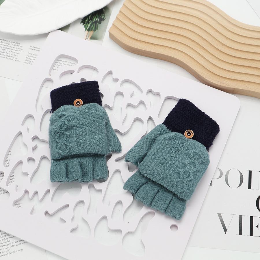 Zimní bezprsté rukavice s odklápěcím vrškem v korejském stylu - Unisex, kreslený design, kompatibilní s dotykovou obrazovkou, ideální pro psaní a ťukání