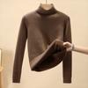 Autumn/winter Thickened Semi-turtleneck Pullover Women Sweater Fashion Loose Long Sleeve Casual Bottoming Shirt Solid Color Office Ladies Elegant Tops