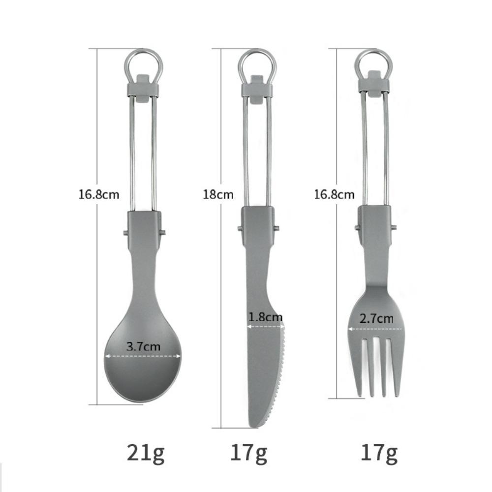 Half Polished Titanium Folding Spork Lightweight Foldable Camping Fork Spoon Portable Travel Kit Camping Supplies Hiking Picnic