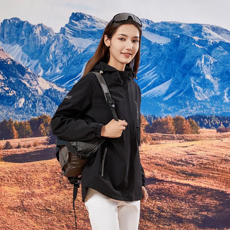 Womens Mid-Length Slim Fit Sports Jacket Outdoor Hiking Group Uniform Solid Color