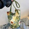 Floral Design Floral Pattern Bucket Bag Canvas Material Casual Bucket Bag Women's Fashion