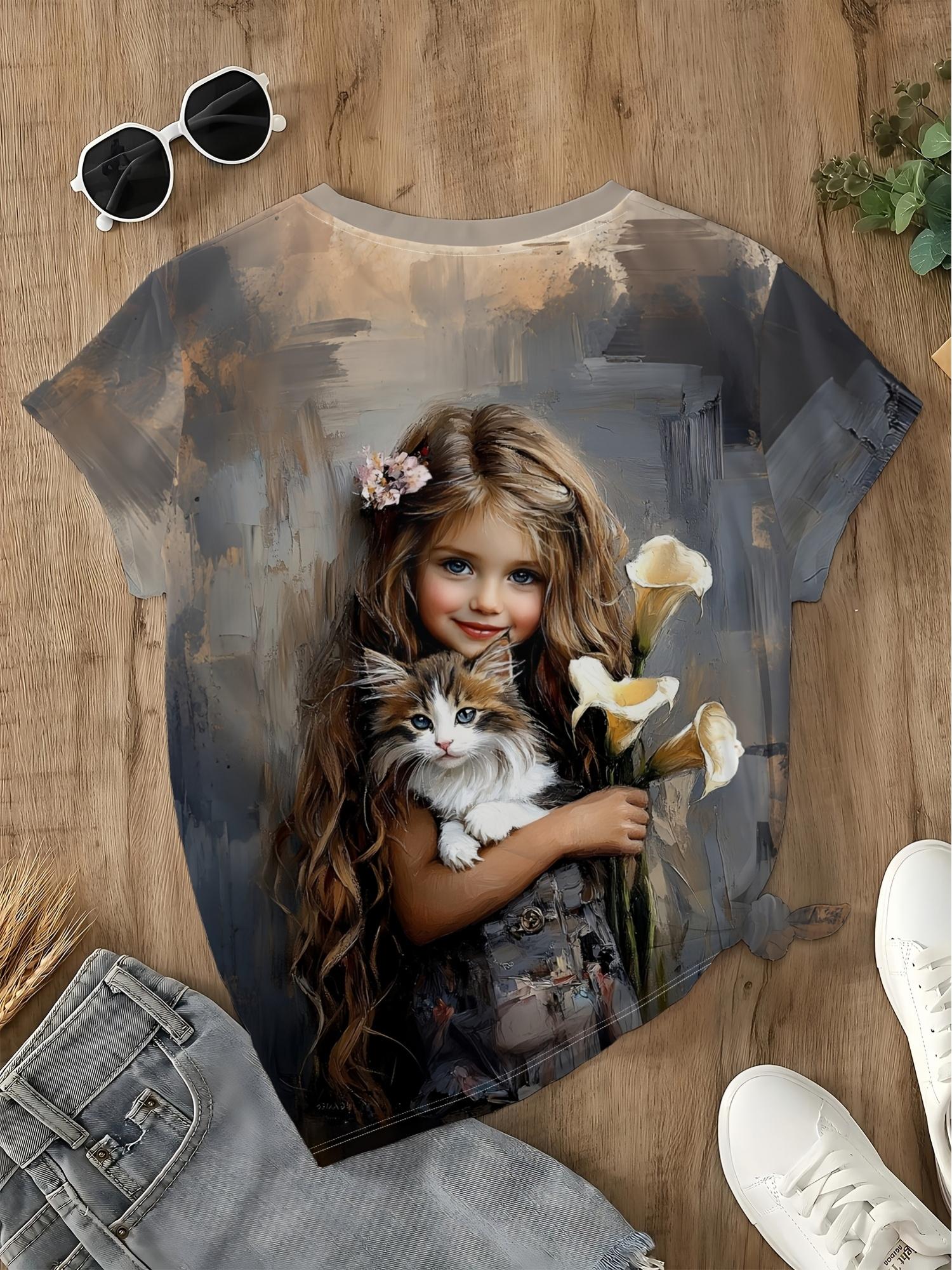 

Women s Quick-Dry T-Shirt Suitable for Spring Summer Fall Lily of the Valley ; Kitten Short Sleeve Blouse Style Top Casual Casual Attire Machine Was M дубильная кора