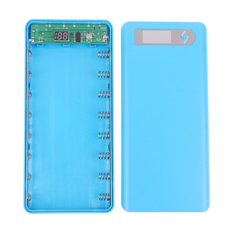 

8*18650 Корпуса для повербанков Держатель для батарей Портативный Двойной USB Type C Micro Входной порт Зарядный корпус для телефона 18650 Корпуса для батарей синий