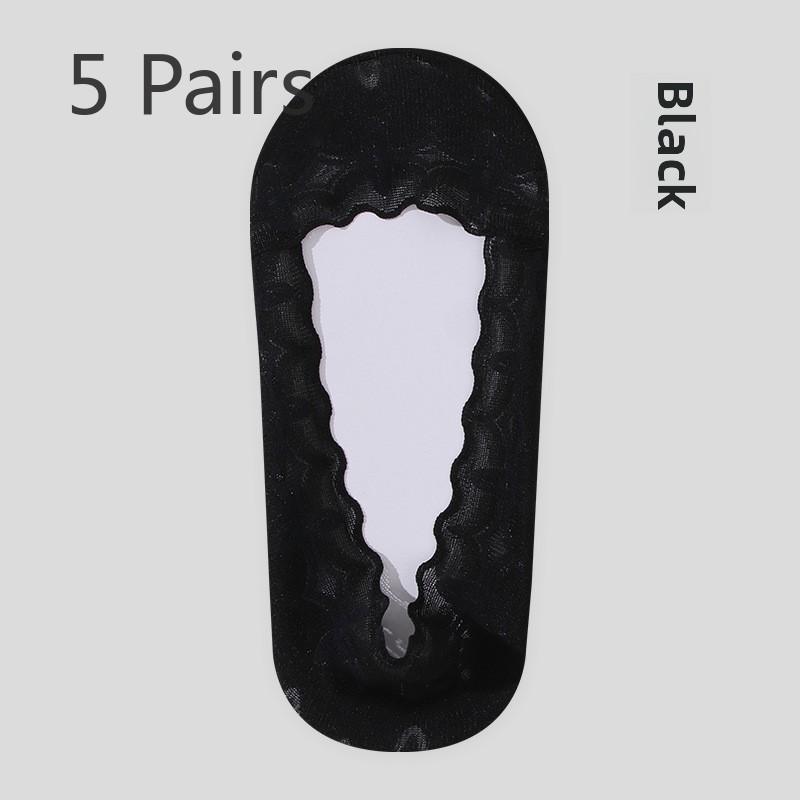 5 Pairs Boat Socks Non-slip Women's Bottom Socks Ice Silk Super Soft Summer Shallow Mouth Invisible Socks