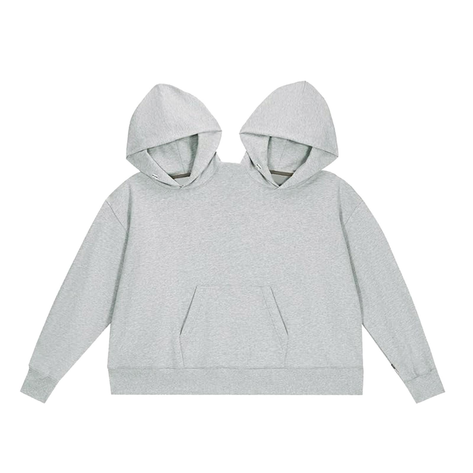 

Mens Womens Two Person Ugly Hoodie Intimate Loose Solid Sweatshirt One-Piece Couples Pullover Holiday Party Jumpers Tops One Size сірий колір