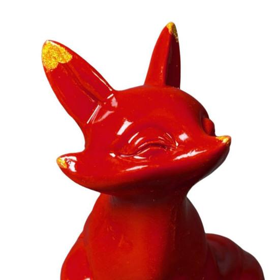 Cinnabar Fox Ornament Red Fox Figurine Miniature Fox Statue Sculpture Car Dashboard Home Office Feng Shui Decoration