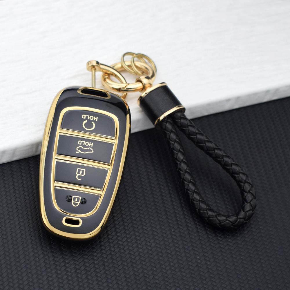 4 Tasten TPU Auto Schlüsselabdeckung Halter Schale für Hyundai Tucson Sonata Solaris Hybrid Nexo NX4 Santafe Auto DN8 Schlüsseltasche Schlüsselanhänger