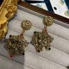 Pendientes de Ángel Besándose de Metal Retro y Antiguos, Pendientes de Botón de Rosa Incrustados con Diamantes de Alta Gama, Pendientes Exagerados Personalizados Para Mujeres