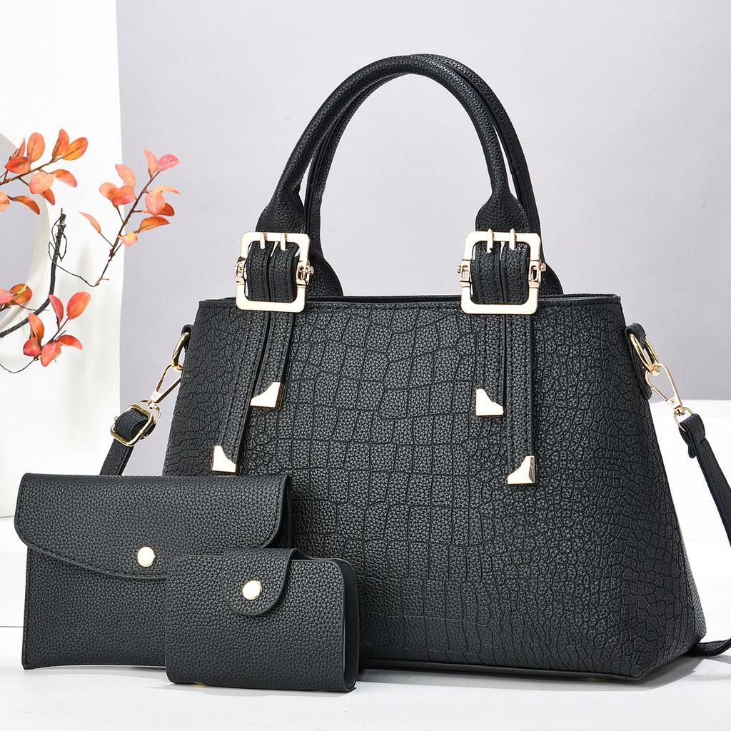 Stylish New Stone Pattern Three Piece Handbag Set With High Capacity For Everyday Use