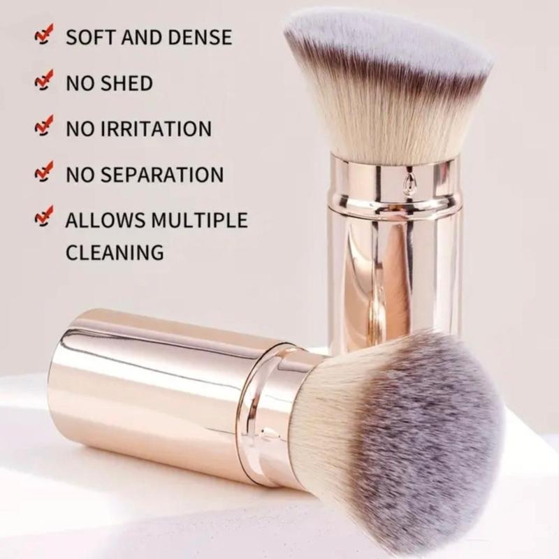 Retractable Brush Loose Powder Brush Makeup Brush Foundation Brush Beauty Tool Blush Brush Aluminum Tube with Cover