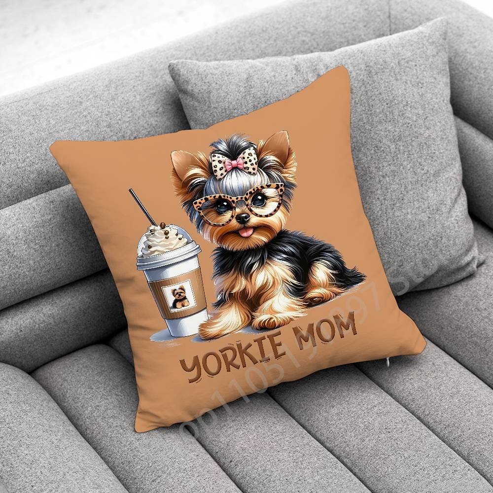 Yorkshire Terrier Dog Puppy Throw Pillow Case For 30x30cm 40x40cm 45x45cm 50x50cm 55x55cm Square Sofa Pillowcase Shell