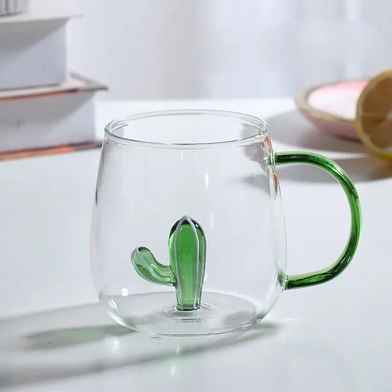 FATUBE Creative High Borosilicate glass Cup Three-Dimensional Animal/Plant Shape Single Layer Coffee Milk Cute Transparent cup
