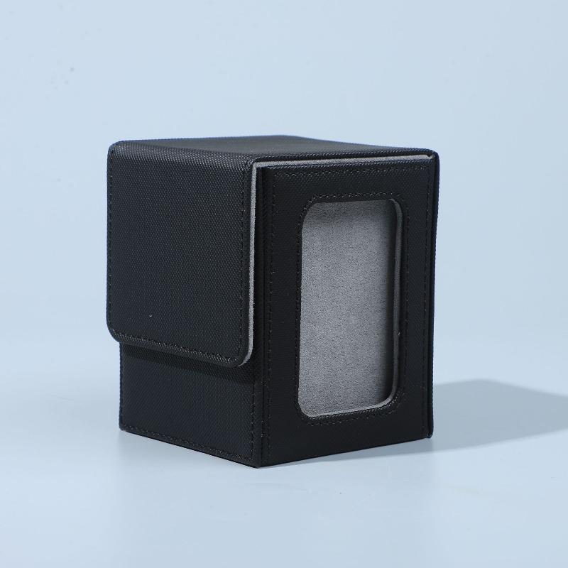 PU Card Storage Box with Window Magnetic Closure Stain Resistant Deck Case Moisture Proof Lid for Trading Card Collection