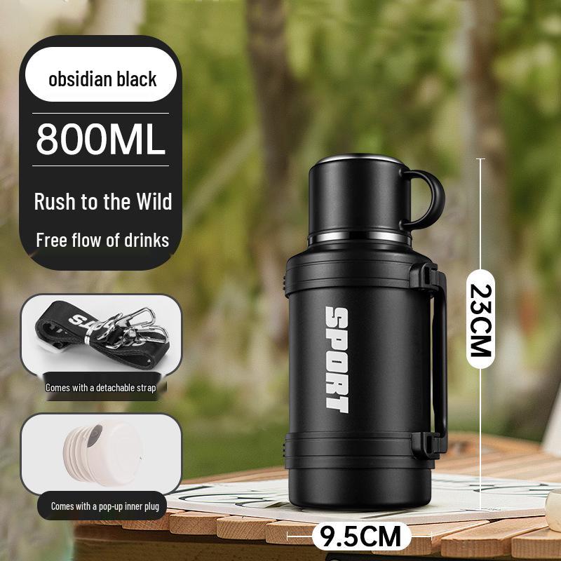 Large Capacity Stainless Steel Insulated Travel Thermos Flask - Portable, Multi-Use Hot Water Kettle