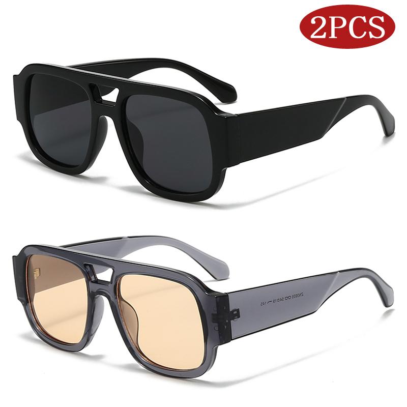 1pc Fashion Candy Color Square Sun Glasses Women Large Frame Double Bridges Retro Wide Legs Men Eyeglasses Shades