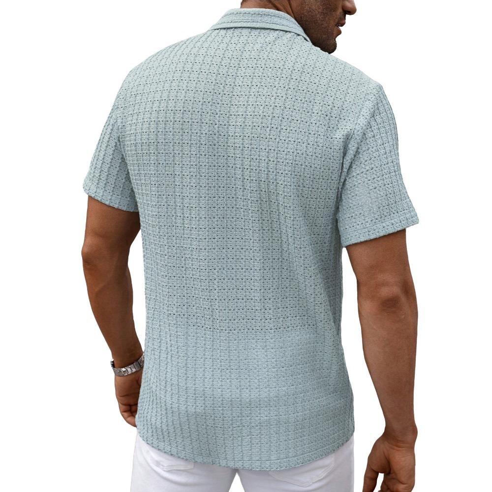 Summer Men's New Collar-buttoned Shirt with Ventilation Holes for Coolness and Breathability, Casual T-shirt