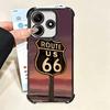 America Route 66 Plating Phone Case For Xiaomi Poco X5 X6 X7 X8 Pro Max F8 Ultra F7 M8 M7 M5S Redmi 15C 15 14C 13C 13 X3 12C F6