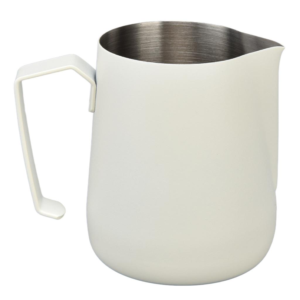Milk Frothing Pitcher Thickened Frother Cup 450ml with Pointed Spout for Coffee Machine CafeWhite