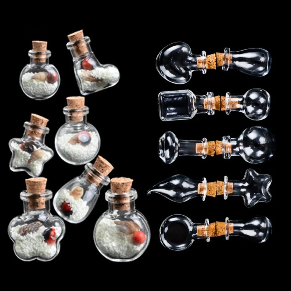 5/10pcs Small Cute Mini Cork Stopper Glass Bottles Vials Jars Containers Small Wishing Bottle Glass With Cork Stopper