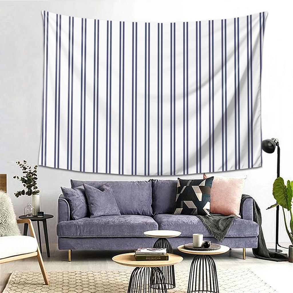 White And Navy Double Stripes Tapestry Decoration Art Aesthetic Tapestries for Living Room Bedroom Home Wall Cloth Wall Hanging