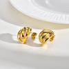 Chunky Textured C Hoop Earrings Stainless Steel 18K PVD Gold Plated Waterproof Tarnish Free Minimalist Geometric Party Jewelry