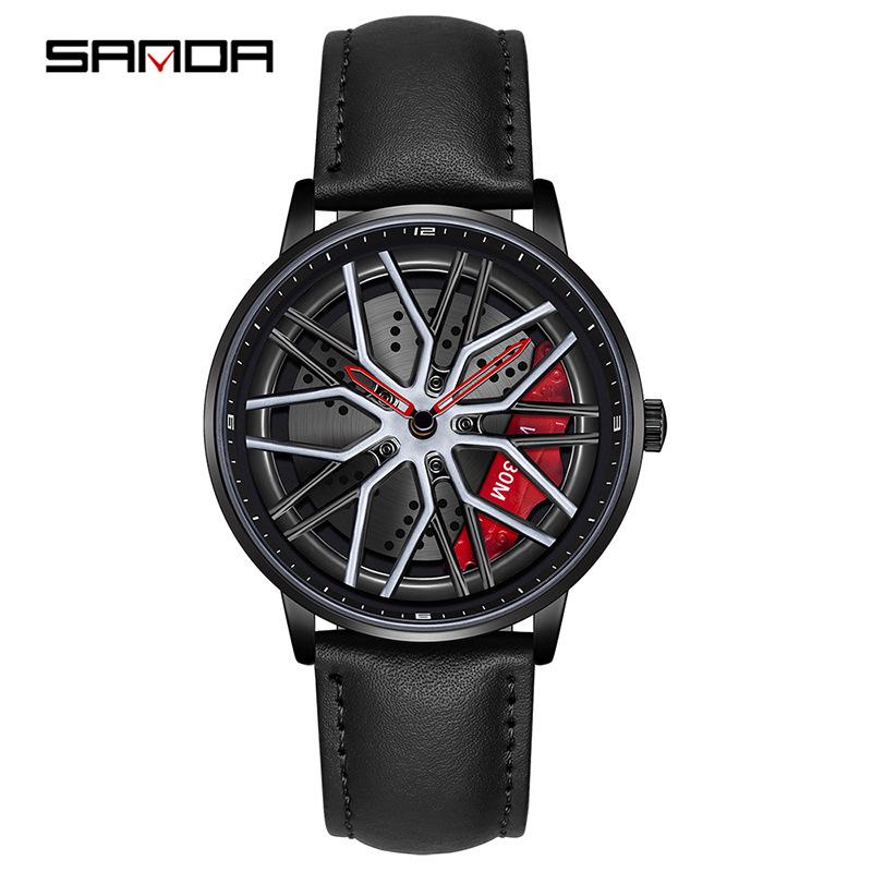 Sanda Men's 360° Rotating Dial Quartz Wristwatch - Casual Fashion Wheel Series