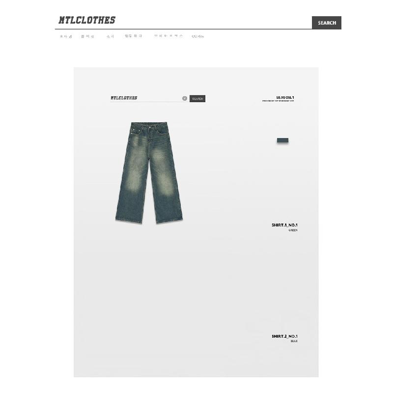 Korean-style distressed vibe design retro blue casual wide-leg straight men's jeans trendy