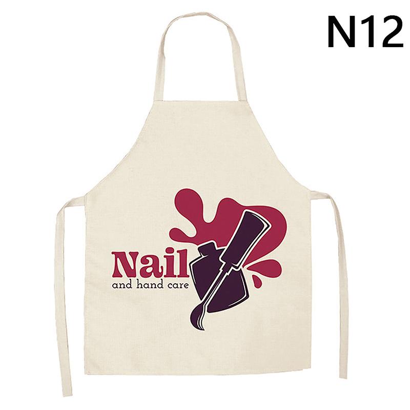 Nail Polish Lipstick Beauty Kitchen Women Apron Household Cleaning Cotton Linen Pinafore Salon Home Cooking Baking Adult Bib