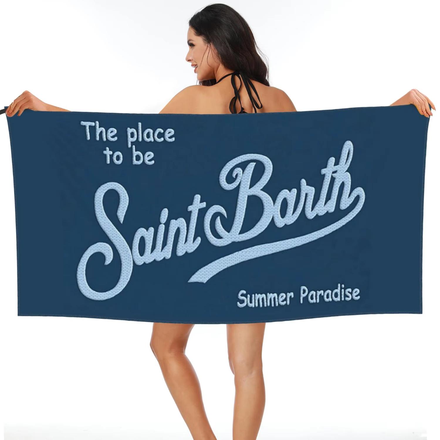 

Saint Barth Beach Towel Soft Microfiber Quick Dry Absorbent Quick Towels For Swimming W30*H60(CM)