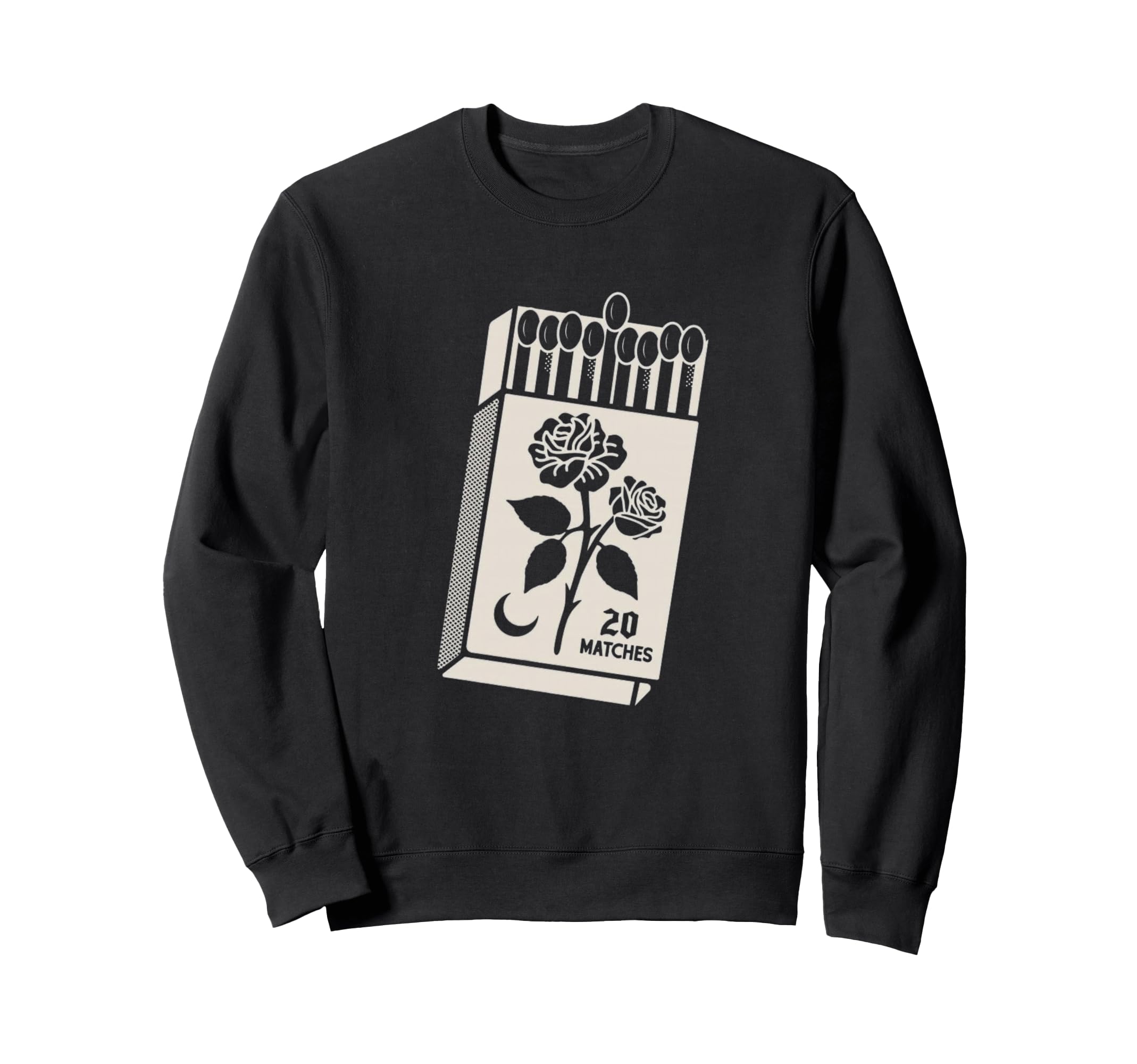 

Vintage Match & Rose Matchbox Retro 20 Match Moon Art Sweatshirt