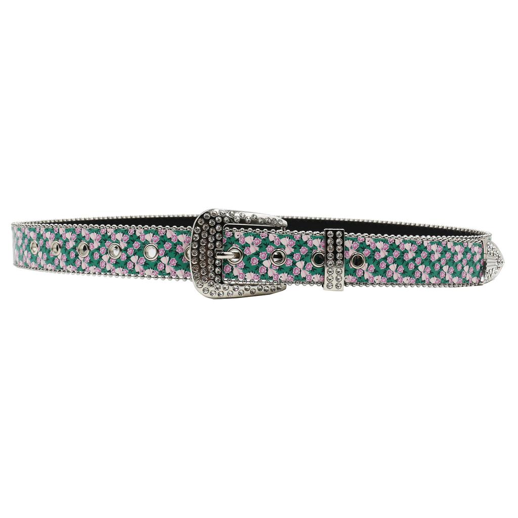 All-match Personalized Trendy Rhinestone Printed Belt Design Jeans Accessories PU Leather Belt