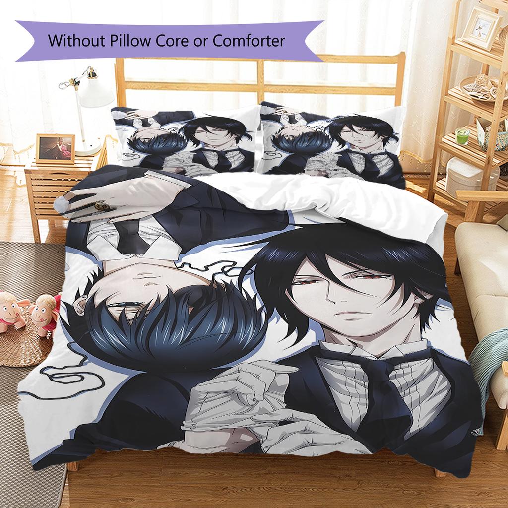 Pościel z motywem Czarnego Lokaja, Zestaw kołdry, Poszewka na kołdrę, Poszewka na poduszkę, Domowy prezent urodzinowy (1 * poszwa na kołdrę + 2 * poszewki na poduszki, bez rdzenia)