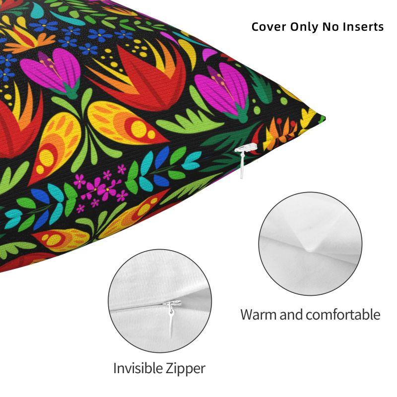 Colourful Floral Mexican Flowers Throw Pillow Case Home Decor Sofa Chair Cushion Cover Polyester Cozy Pillowcase Dakimakura