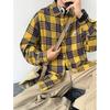 Men's Loose Japanese Long-sleeved Shirt Autumn Plaid Shirt Casual Shirt