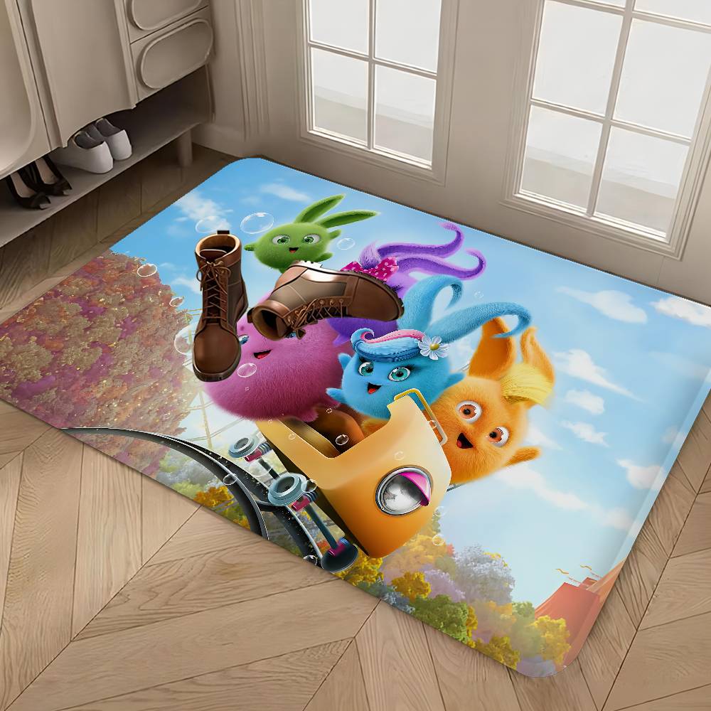Sunny B-bunnies Floor Mat Rectangle Anti-slip Home Soft Badmat Front Door Indoor Outdoor Mat Hotel Decor Mat