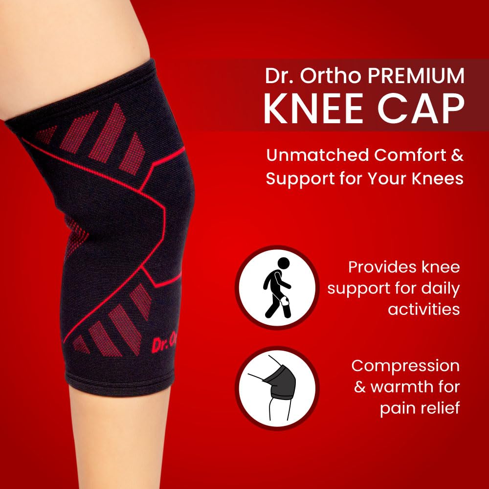 Dr.Ortho Premium Knee Cap, Knee Brace, Knee Support For Knee Pain Relief, Knee Pad Leg Sleeves, Knee Support For Men and Women - Medium