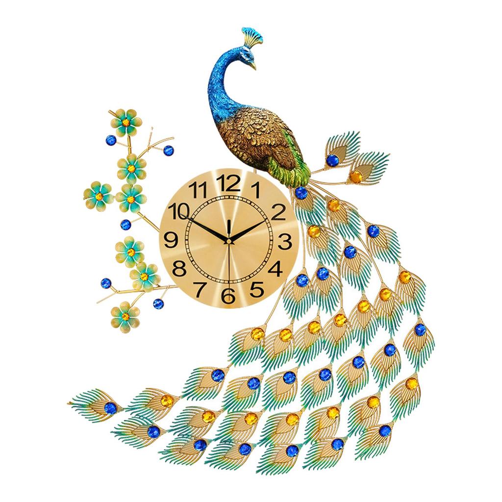 European Style Silent Wall Clock Metal Dial for Hotel Dining Room Decoration