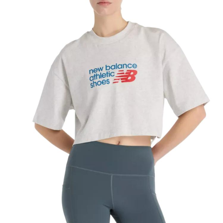 New Balance Drop Shoulder Sleeve T Shirt Women s Gray WT51908-AHH L